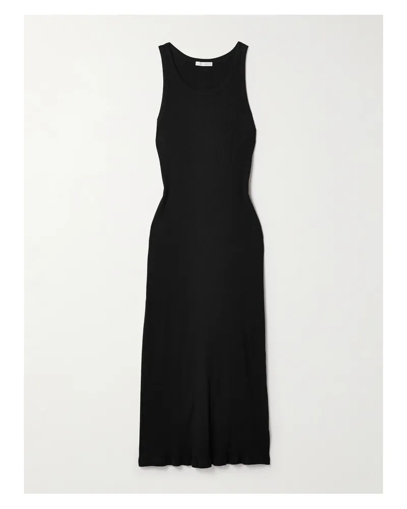 The Row Yule Midikleid Aus Geripptem Baumwoll-jersey - Schwarz Schwarz
