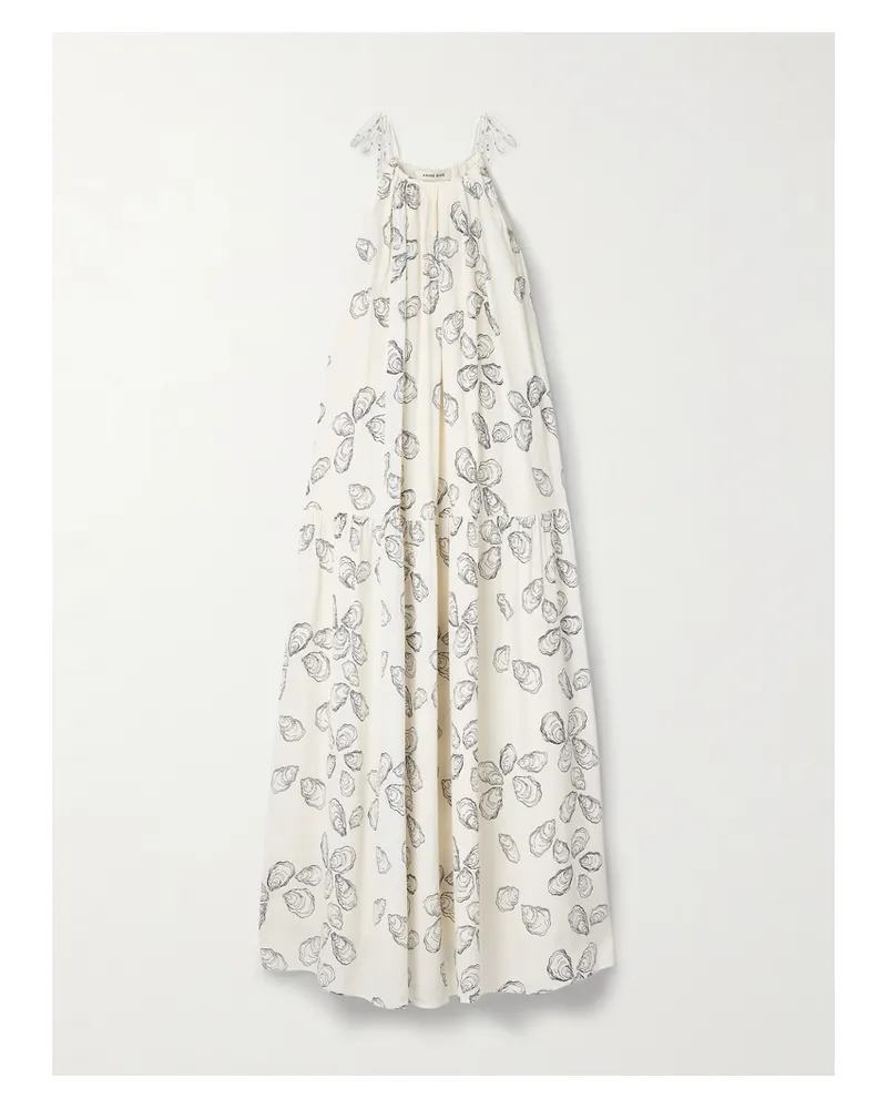 Anine Bing Santana Midikleid Aus Bedrucktem Voile - Weiß Weiß