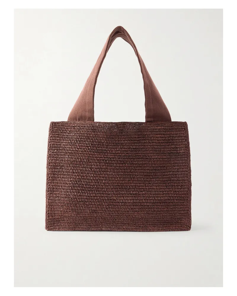 The Row Loretta Leather- And Webbing-trimmed Raffia Tote - Brown Brown