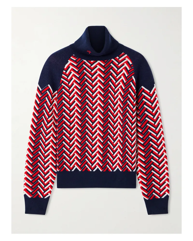 Perfect Moment Rollkragenpullover Aus Wolle In Jacquard-strick - Rot Rot