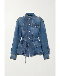 Alexander McQueen Jeansjacke mit Schößchen Und Volants Blau