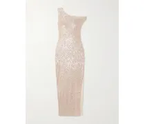 Asymmetrisches Maxikleid Aus Stretch-mesh Mit Pailletten - Gold