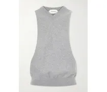 Cut-out Knitted Cotton Vest - Gray
