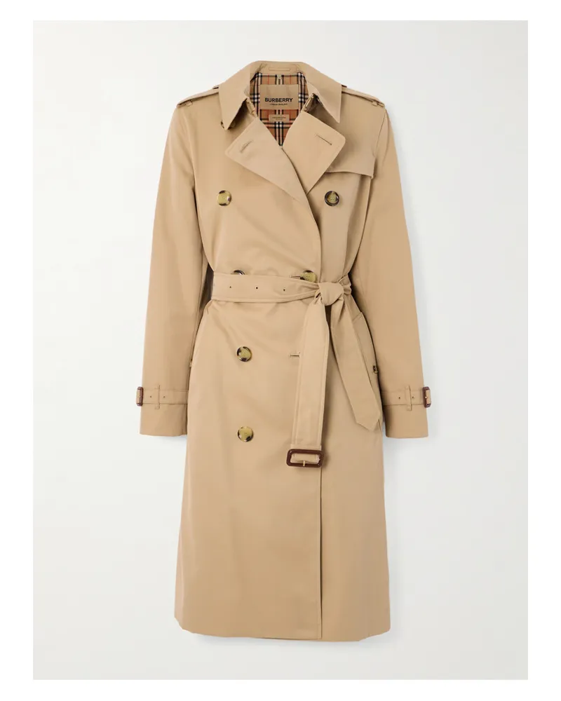 Burberry Kensington Long Organic Cotton-gabardine Trench Coat - Neutrals Neutrals