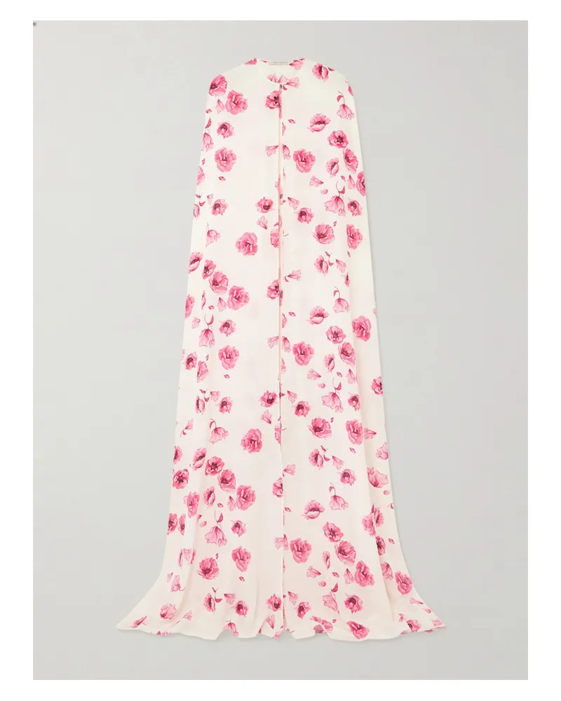 EMILIA WICKSTEAD Clarette Cape Aus Crêpe De Chine Aus Seide Mit Blumenprint - Weiß Weiß