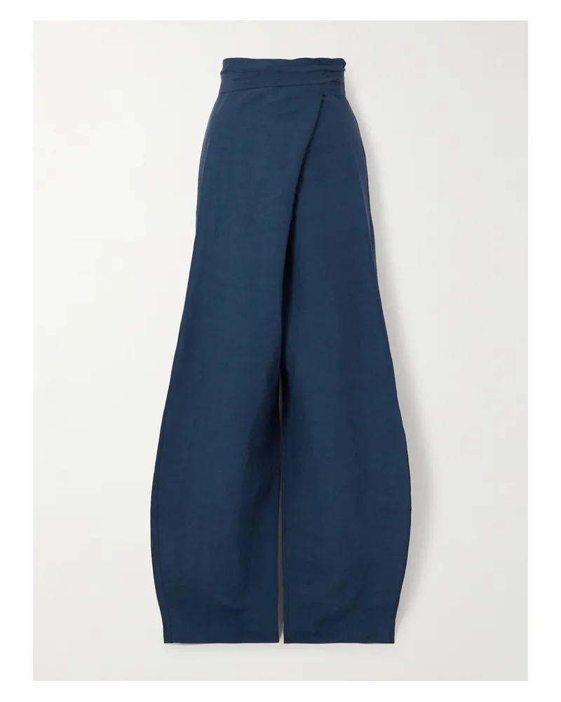 Cortana Arco Hose Mit Geradem Bein Aus Einer Leinenmischung Mit Bindegürtel - Blau Blau