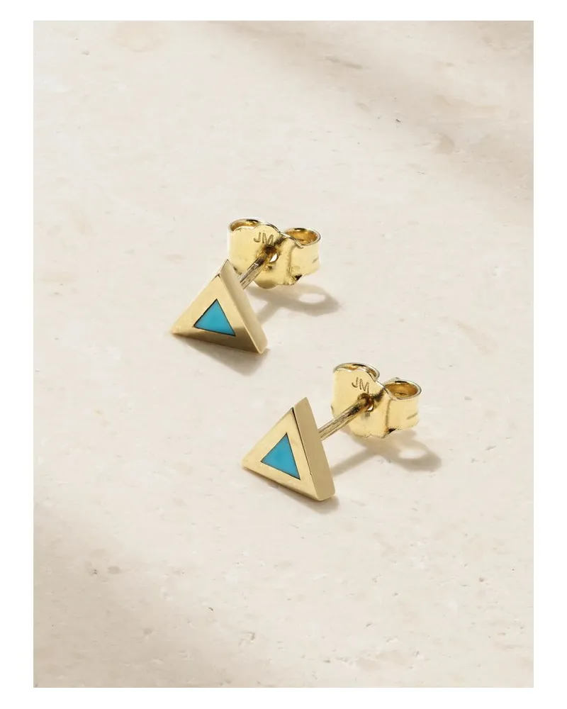 Jennifer Meyer Mini Triangle Ohrstecker Aus 18 Karat Gold Mit Türkisen Gold