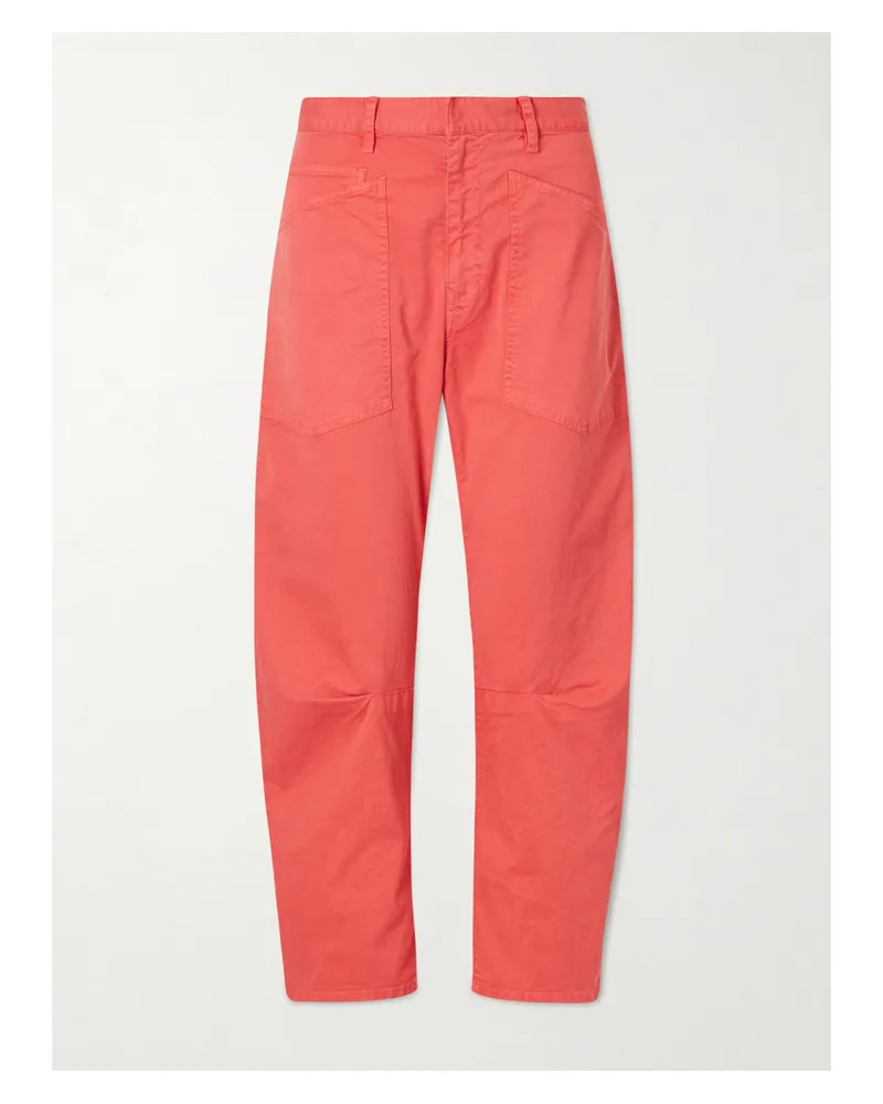 Nili Lotan Shon Cotton-blend Twill Tapered Pants Red