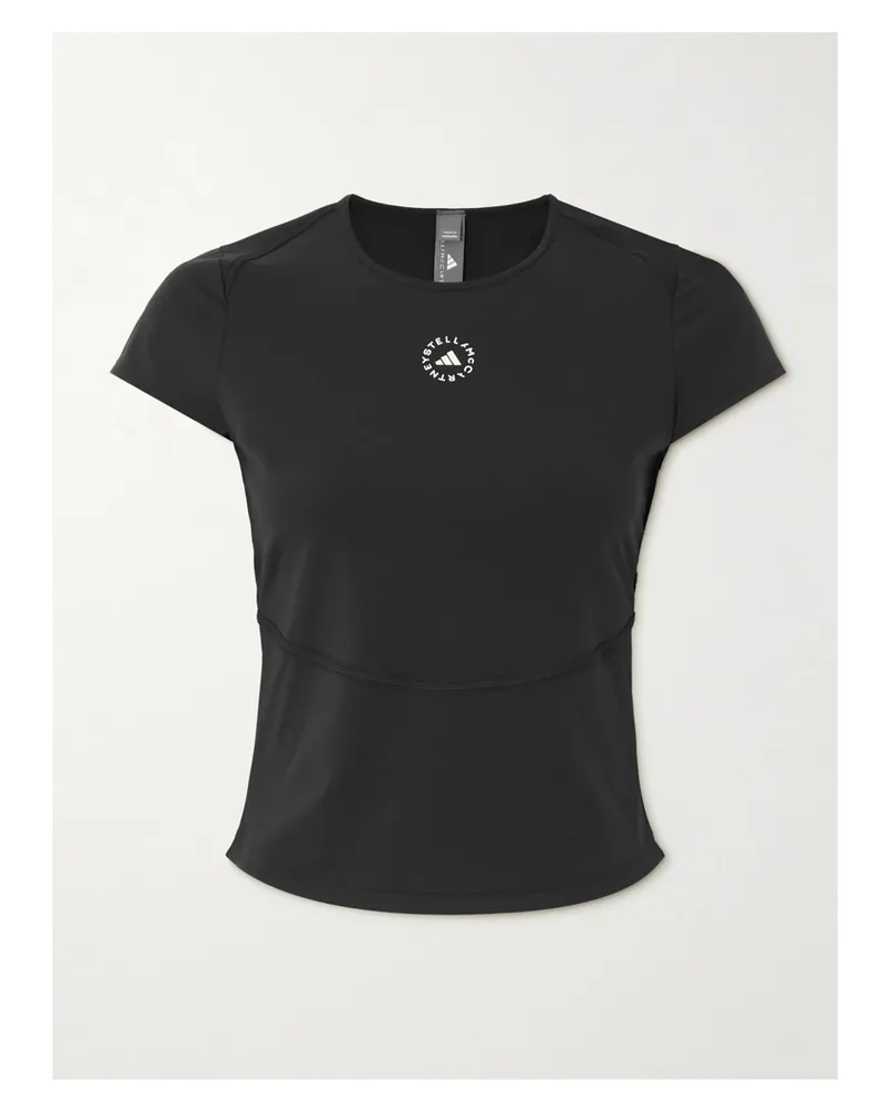 adidas Verkürztes Oberteil Aus Recyceltem Stretch-jersey Mit Print - Schwarz Schwarz