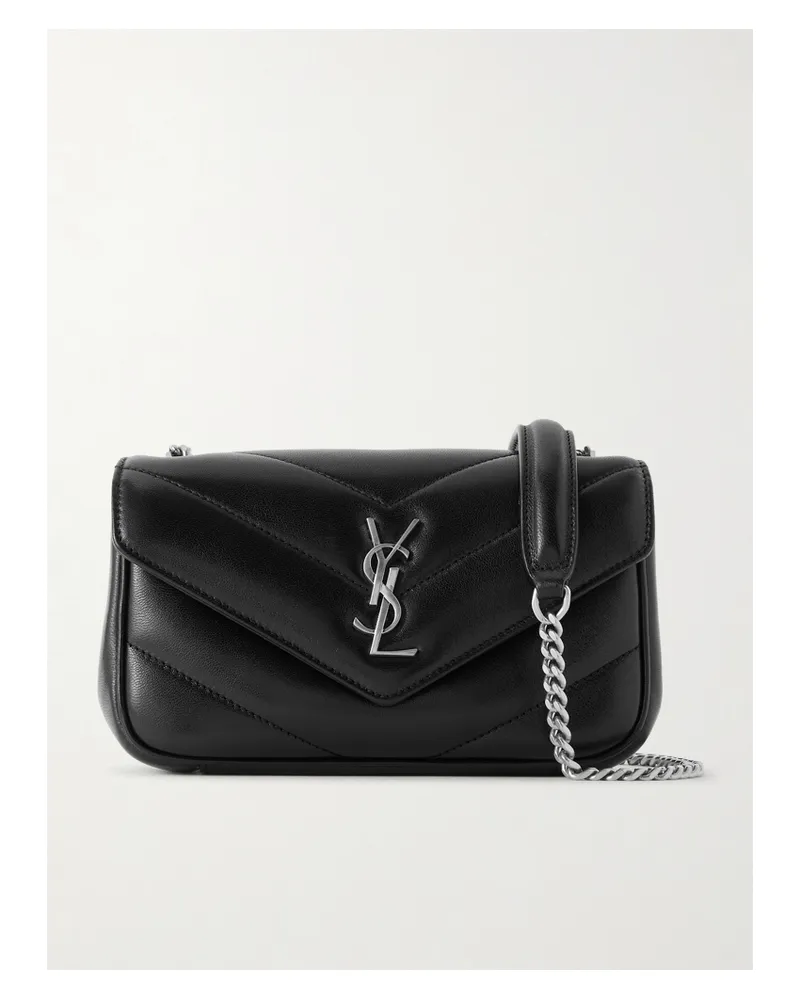 Saint Laurent Loulou Mini Quilted Leather Shoulder Bag - Black Black