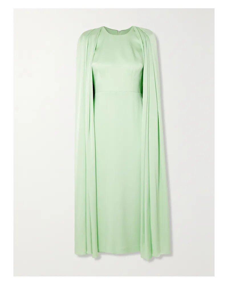 Alex Perry Beckett Midikleid Aus Glänzendem Crêpe Mit Cape-effekt - Grün Grün