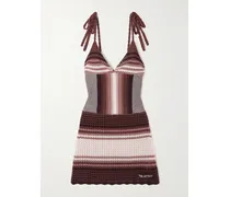Minikleid Aus Gehäkelter Baumwolle Mit Streifen - Braun