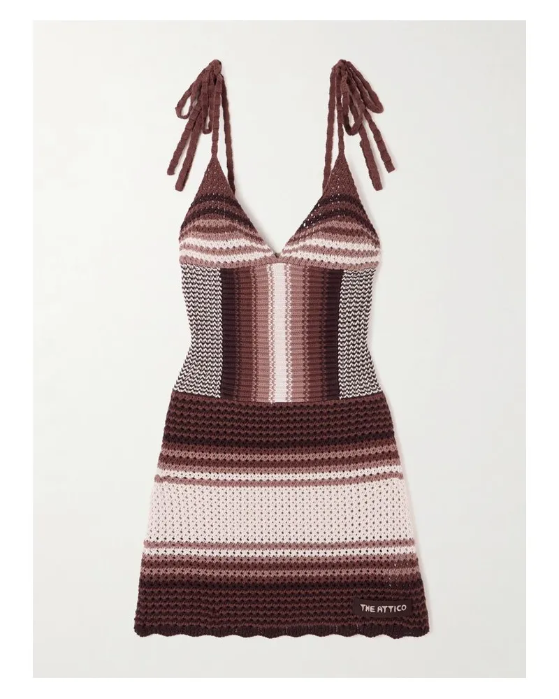 ATTICO Minikleid Aus Gehäkelter Baumwolle Mit Streifen - Braun Braun