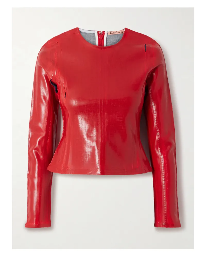 Acne Studios Suna Coated-denim Top - Red Red