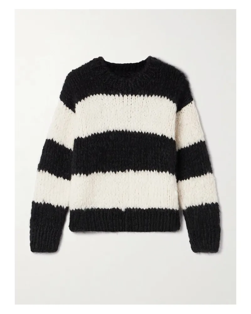 Suzie Kondi Jooshi Gestreifter Kaschmirpullover - Schwarz Schwarz