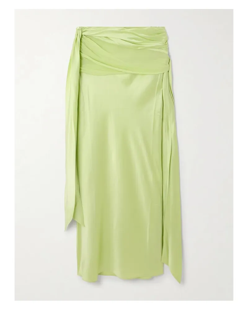 Christopher Esber Maxirock Aus Seidensatin Mit Knoten Und Raffungen - Grün Grün