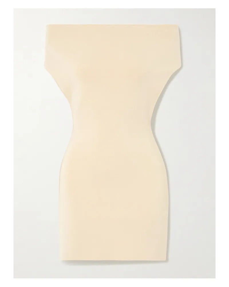 Jacquemus Cubista Schulterfreies Minikleid Aus Stretch-strick Mit Rückenausschnitt - Gelb Gelb