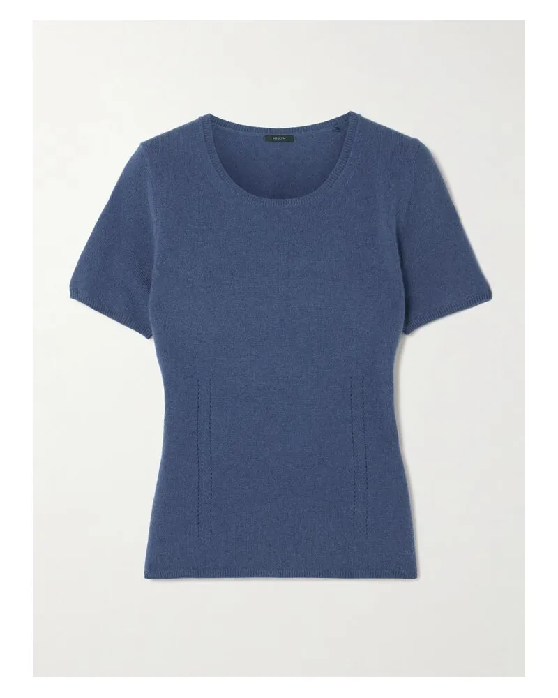 Joseph T-shirt Aus Kaschmir Mit Details In Pointelle-strick - Blau Blau