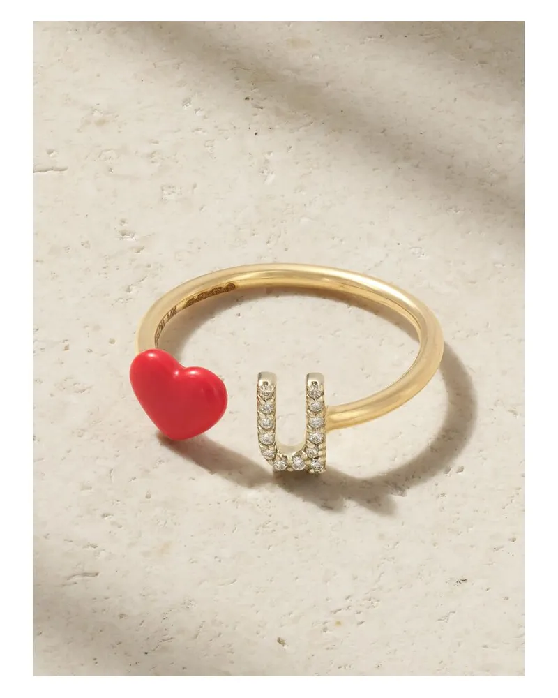 Alison Lou Love U Ring Aus 14 Karat Gold Mit Diamanten Und Emaille Gold