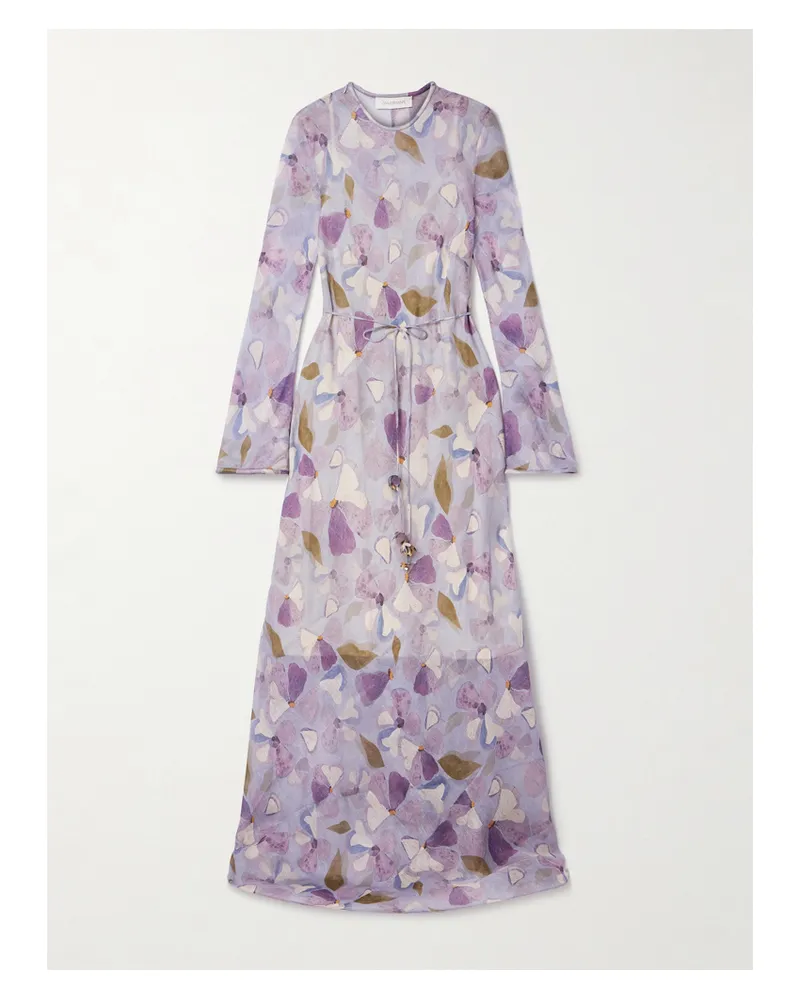 Zimmermann Dawning Maxikleid Aus Einer Leinen-seidenmischung Mit Gürtel - Lila Lila