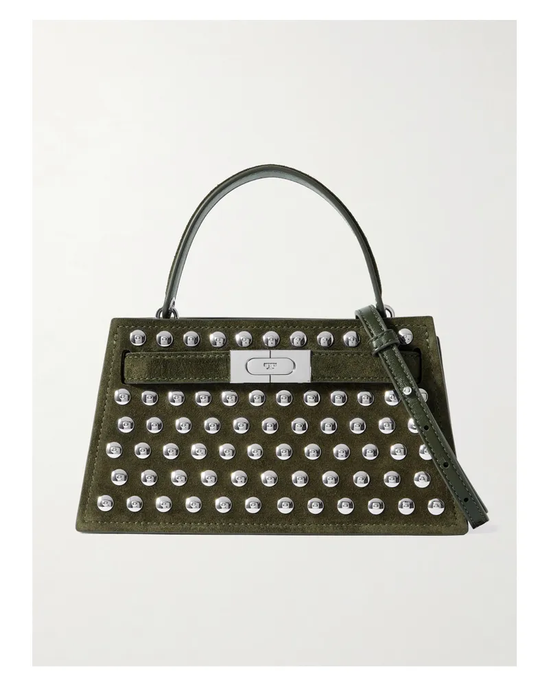 Tory Burch Lee Radziwill Mini Studded Suede Shoulder Bag - Green Green