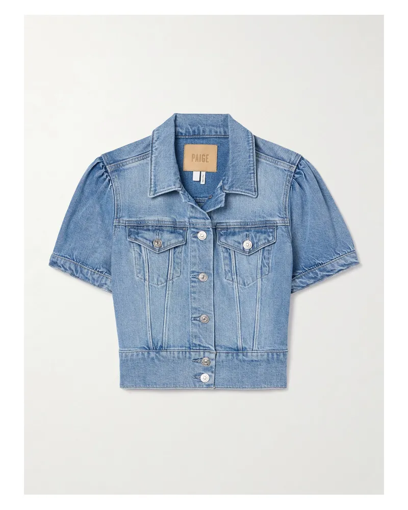 Paige Kendra Verkürzte Jeansjacke - Blau Blau