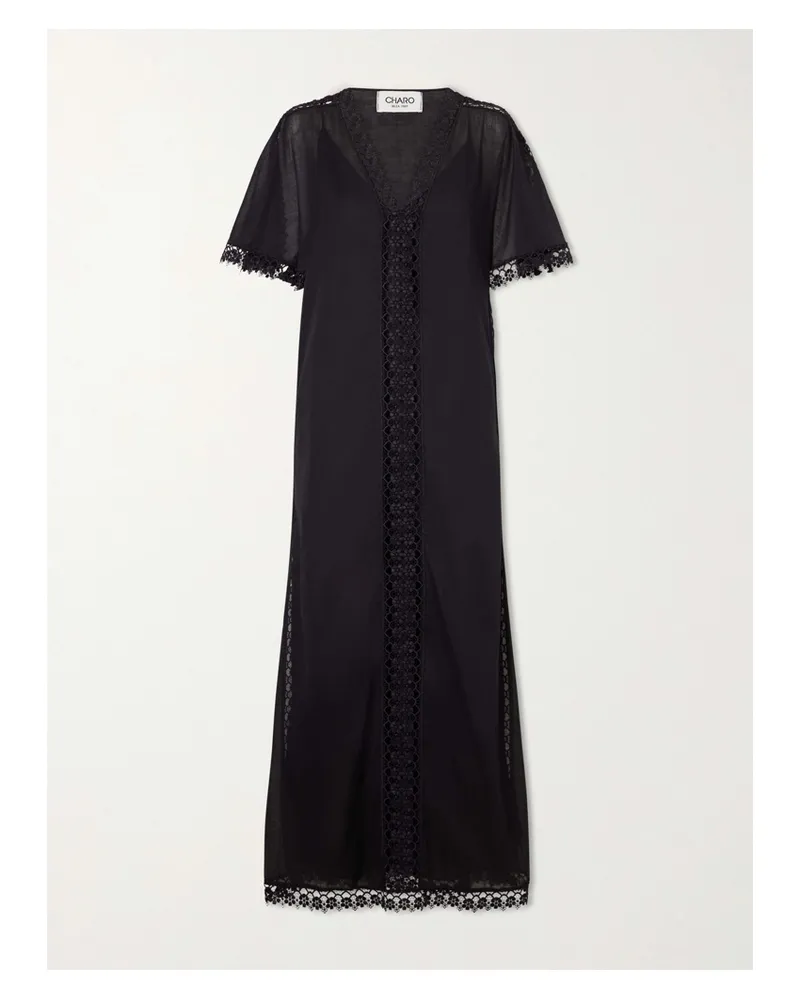 Charo Ruiz Embroidered Cotton-blend Coverup - Black Black