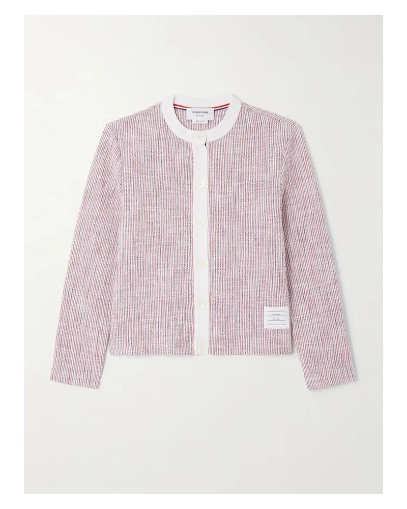 Thom Browne Cardigan Aus Gestreiftem Tweed Aus Einer Baumwollmischung - Pink Pink