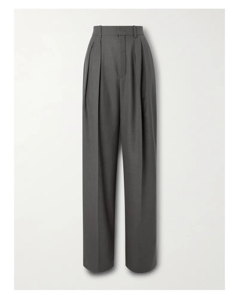 Saint Laurent Bundfaltenhose Mit Weitem Bein Aus Wolle - Grau Grau