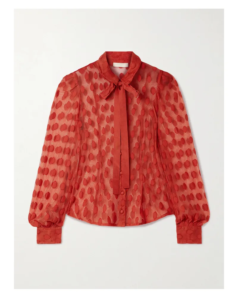 Ulla Johnson Soraya Schluppenbluse Aus Mesh Mit Fil Coupé - Rot Rot