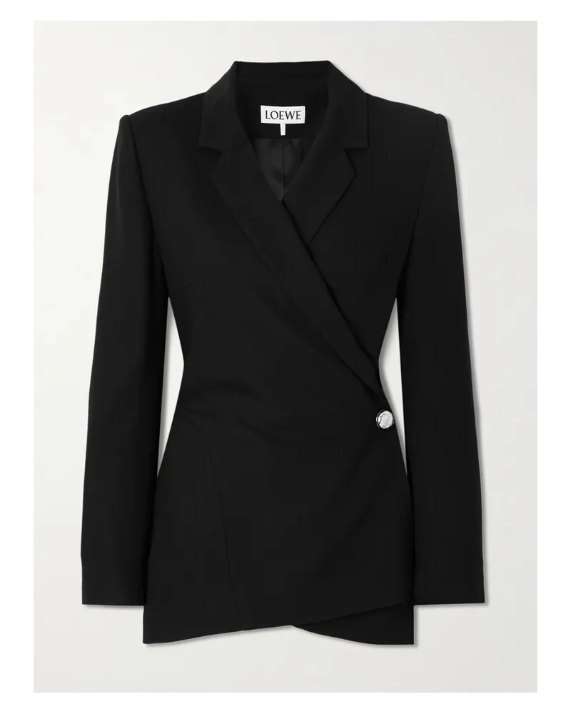 Loewe Blazer Aus Crêpe Mit Wickeleffekt - Schwarz Schwarz