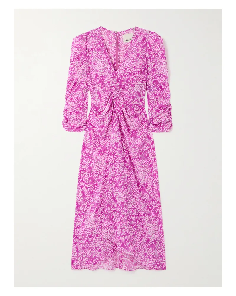 Isabel Marant Albini Asymmetrisches Kleid Aus Bedruckter Stretch-seide - Pink Pink