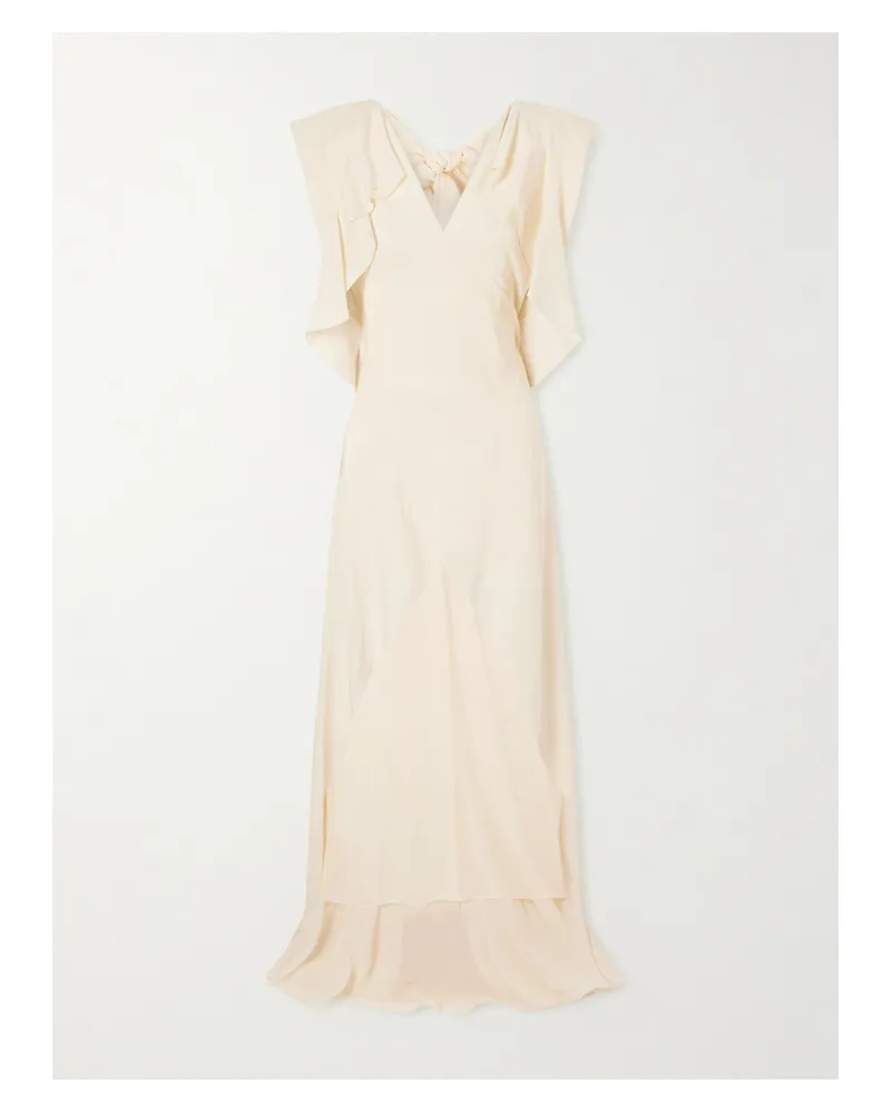 Lanvin Ruffled Silk-georgette Gown - Cream Cream