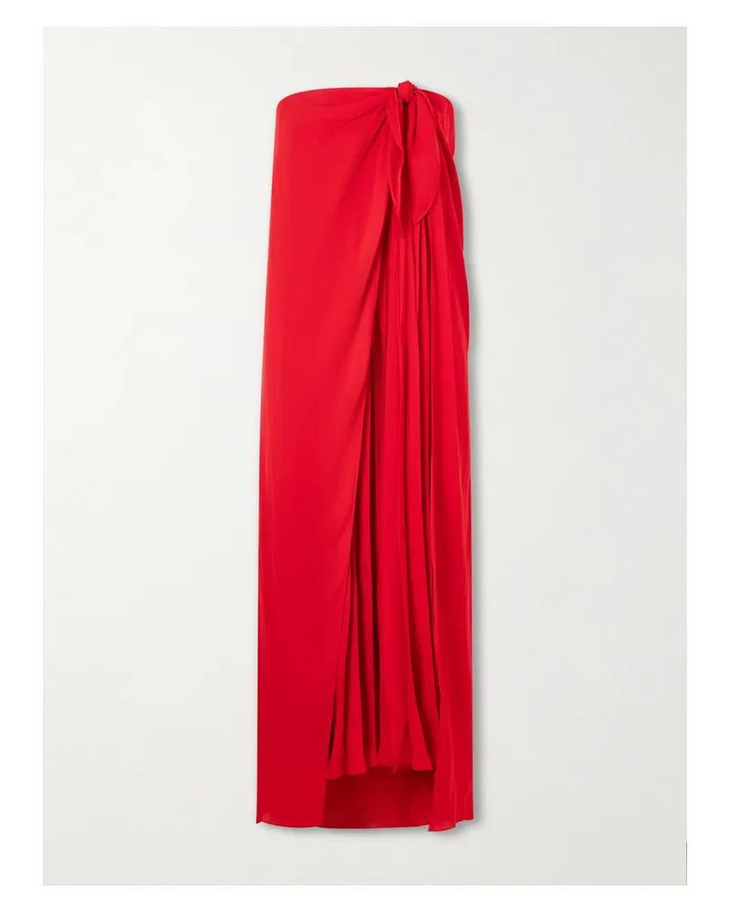 Ralph Lauren Brittani Strapless Wrap-effect Satin Maxi Dress - Red Red