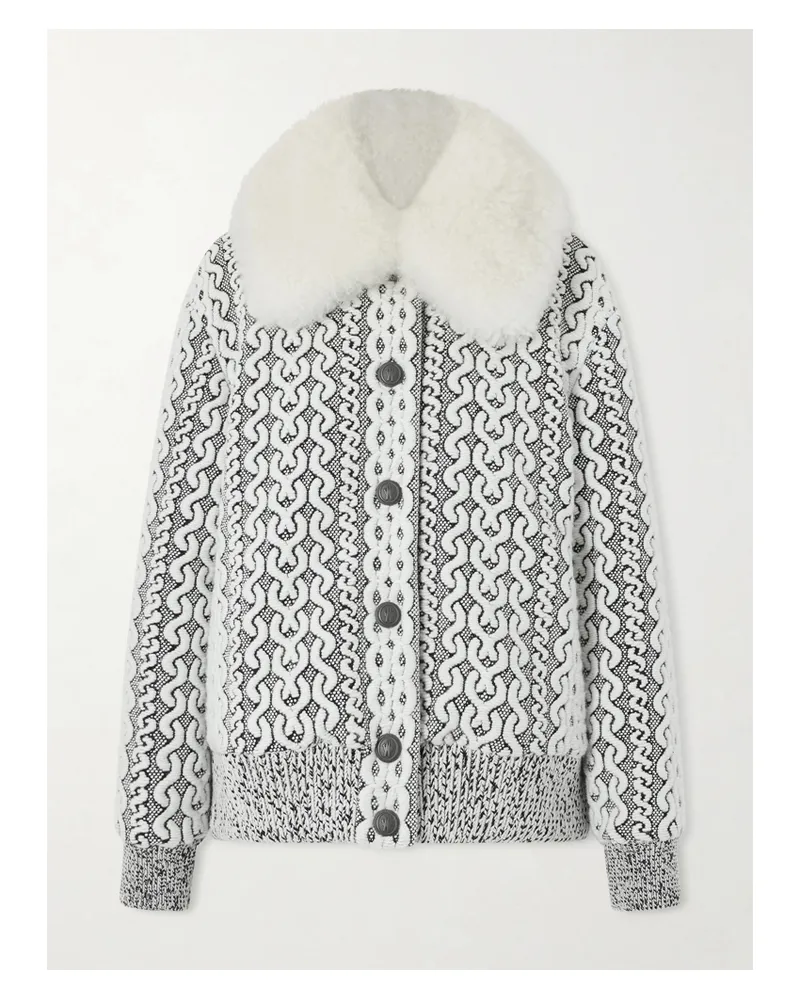 Moncler Beille Wattierte Bomberjacke Aus Webstoff Mit Shearling-besatz Und Daunenfüllung - Grau Grau