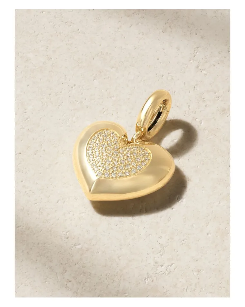 Lauren Rubinski Small Heart Anhänger Aus 14 Karat Gold Mit Diamanten Gold