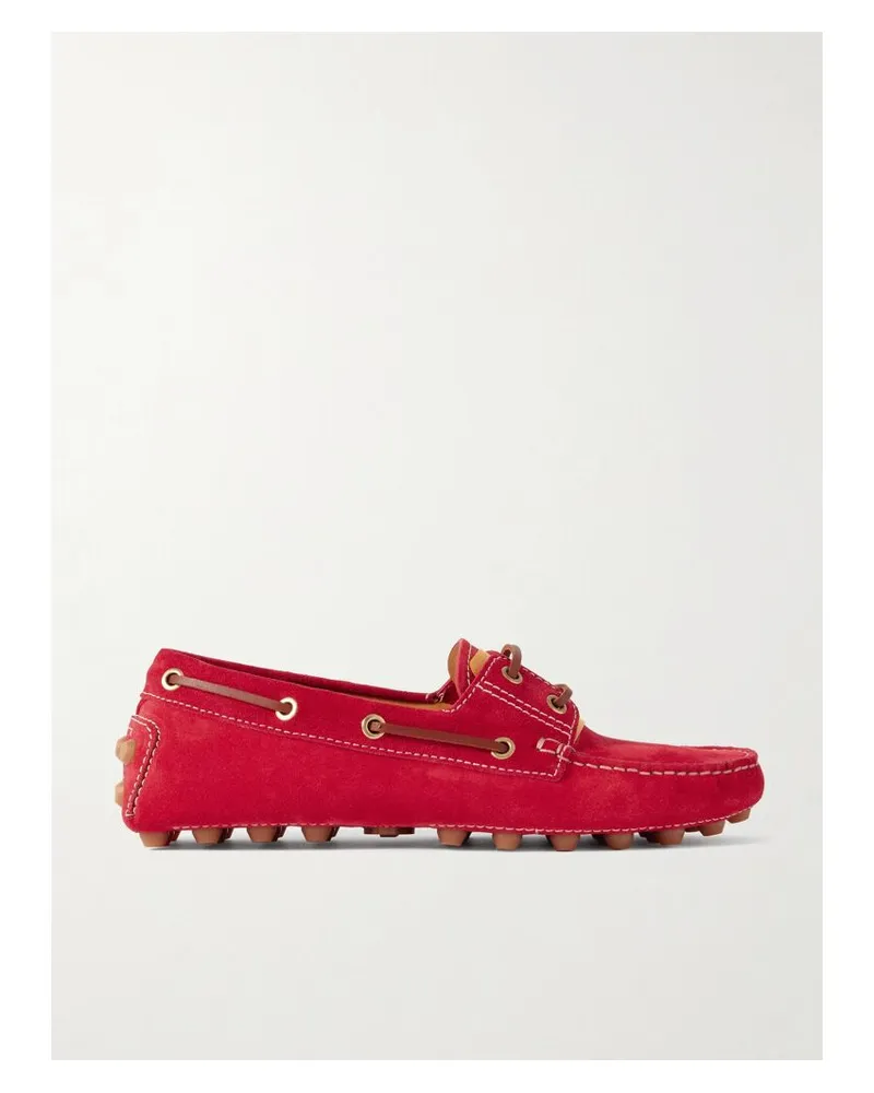 TOD'S Gommino Bootsschuhe Aus Veloursleder Mit Lederbesatz - Rot Rot