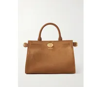 Leather-trimmed Suede Tote - Brown