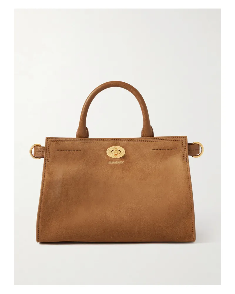 Burberry Leather-trimmed Suede Tote - Brown Brown