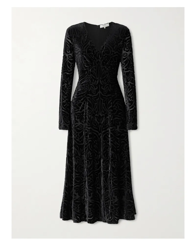 Sea Julie Gathered Devoré-velvet Midi Dress - Black Black