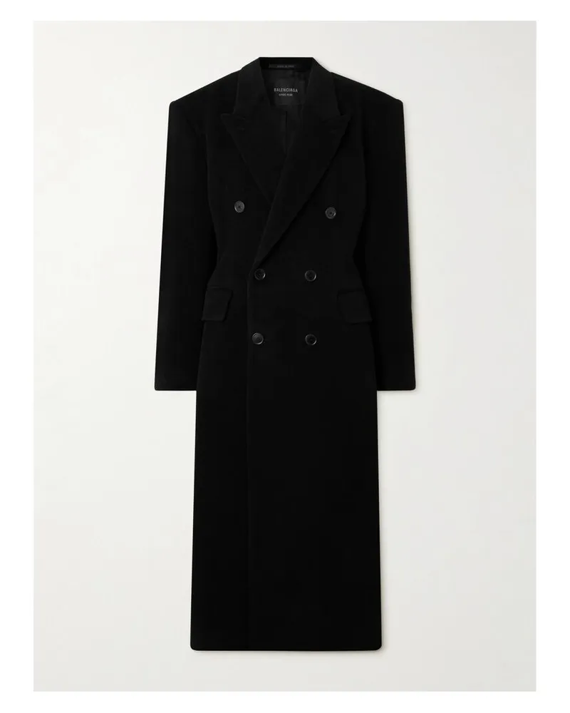Balenciaga Doppelreihiger Oversized-mantel Aus Einer Kaschmir-wollmischung - Schwarz Schwarz
