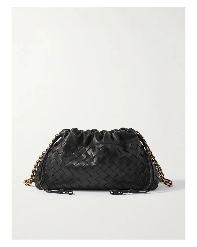 Bottega Veneta Dustbag Beuteltasche Aus Intrecciato-leder Mit Ketten - Schwarz Schwarz