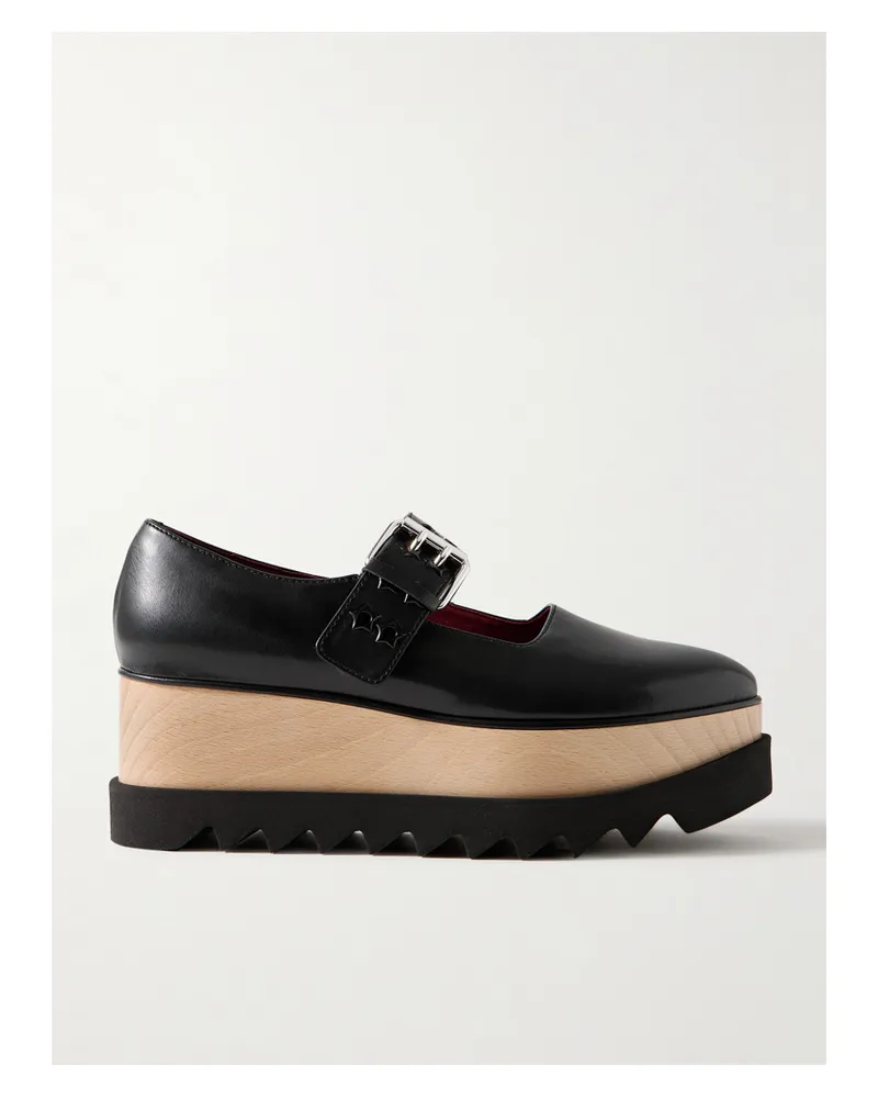 Stella McCartney Elyse Plateauschuhe Im Mary-jane-stil Aus Glänzendem Kunstleder - Schwarz Schwarz