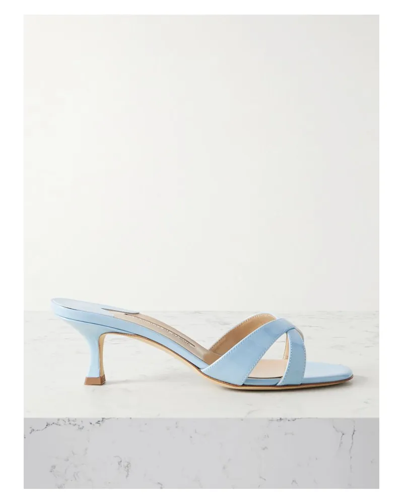 Manolo Blahnik Callamu 50 Mules Aus Lackleder - Blau Blau