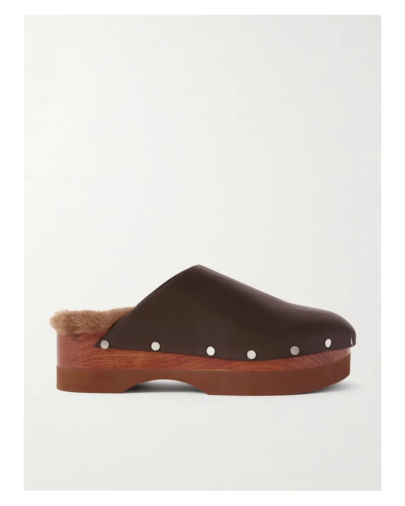 Le Monde Béryl Agnes Clogs Aus Leder Mit Shearling-futter - Braun Braun