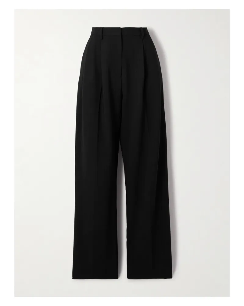 Carolina Herrera New York Hose Mit Weitem Bein Aus Einer Wollmischung Mit Falten - Schwarz Schwarz