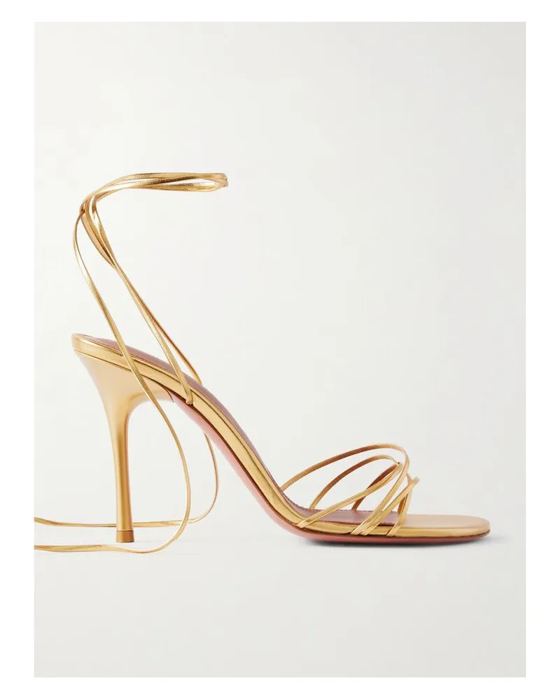 Amina Muaddi Lori Sandalen Aus Metallic-leder - Gold Gold