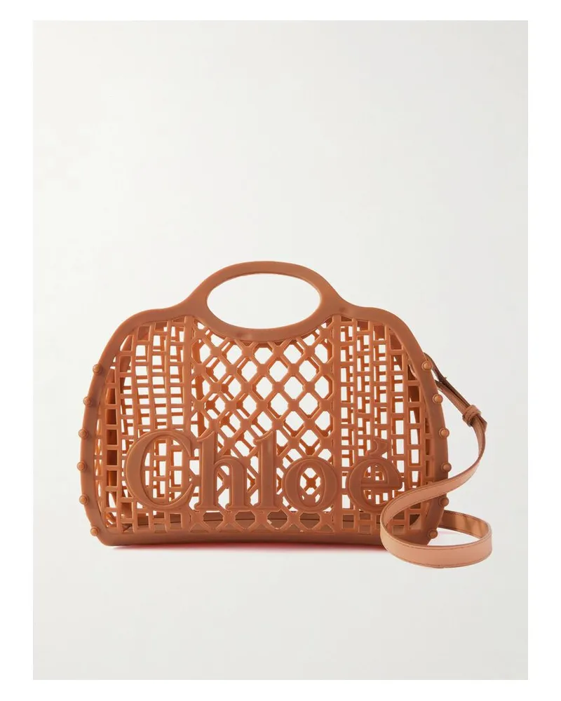 Chloé Cage Schultertasche Aus Gummi Mit Lederbesätzen Und Nieten - Orange Orange