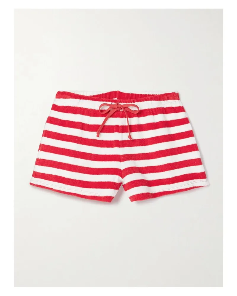 Suzie Kondi Shallis Shorts Aus Gestreiftem Frottee Aus Einer Baumwollmischung Rot