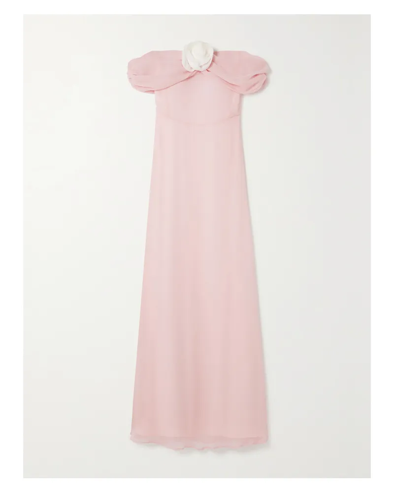 BERNADETTE Blair Schulterfreies Maxikleid Aus Seiden-georgette Mit Applikation - Pink Pink
